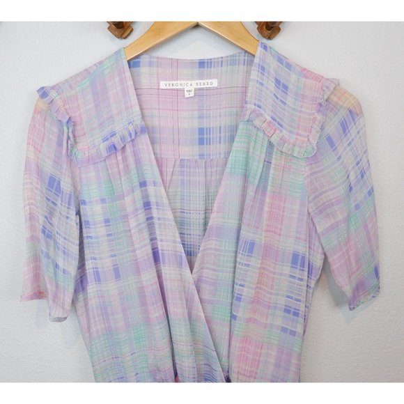 Veronica Beard Womens Dakota Plaid Silk Mini Dress, size 6 - Picture 5 of 16